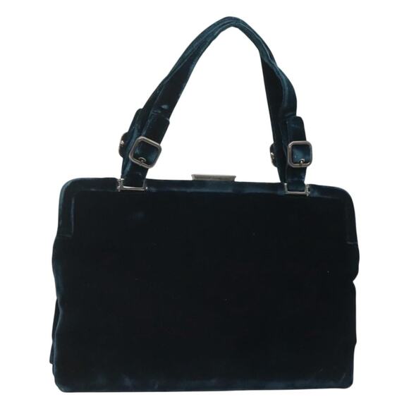 PRADA Tote Bag Velor Navy Silver - Picture 1 of 12
